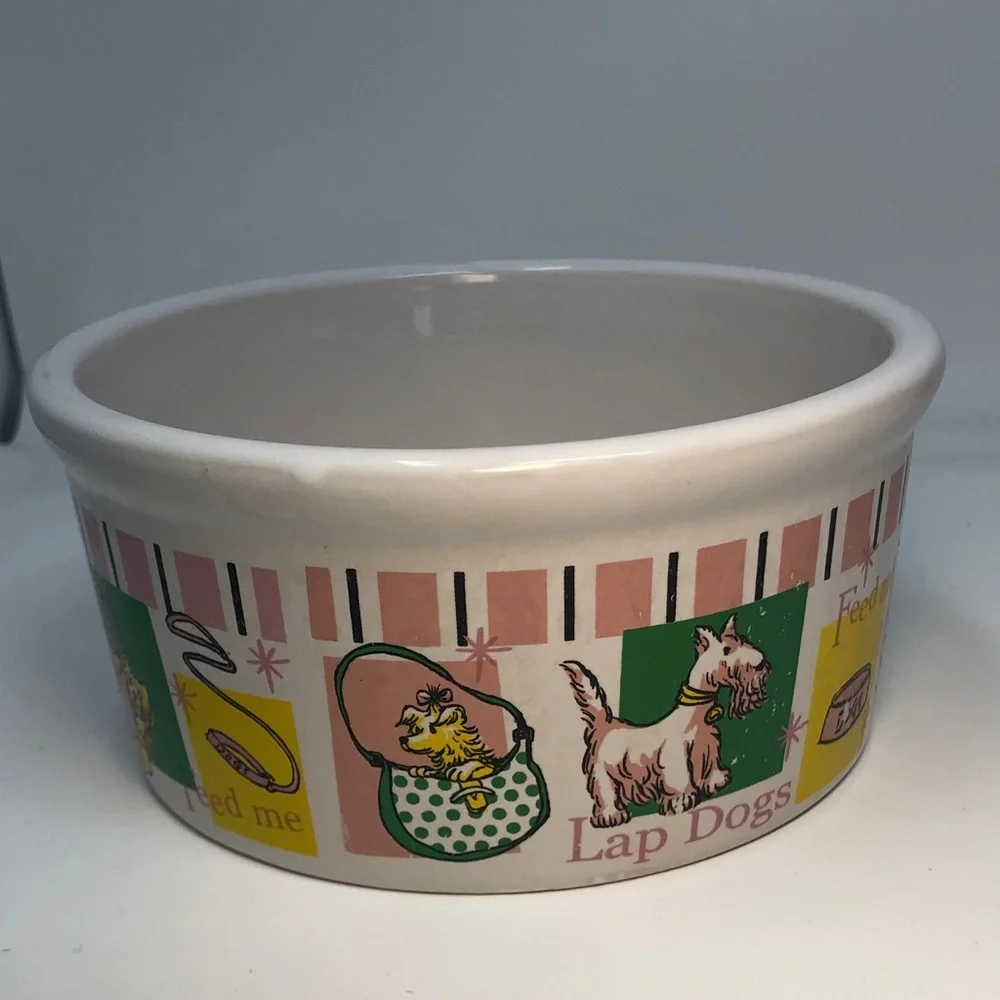 Colorful Ceramic large Dog Bowl with dog Design